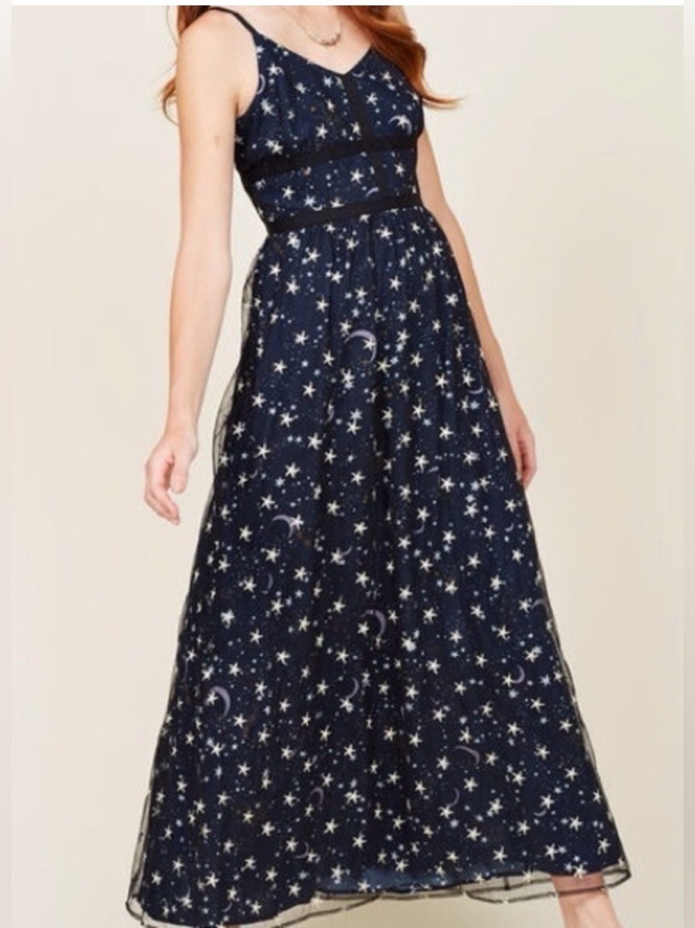ModCloth Navy Star & Moon Print Maxi Dress